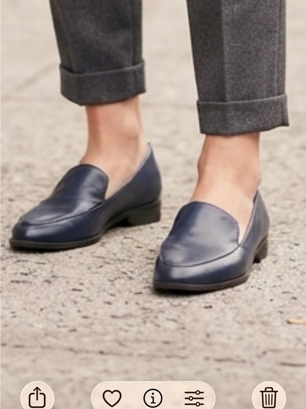 Life Stride Navy Blue Leather Loafers